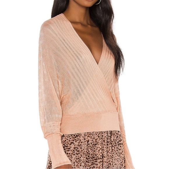 Free People Sweaters - Free People Rose Pluto Lightweight Surplice Feminine Coquette Blouse Size XS